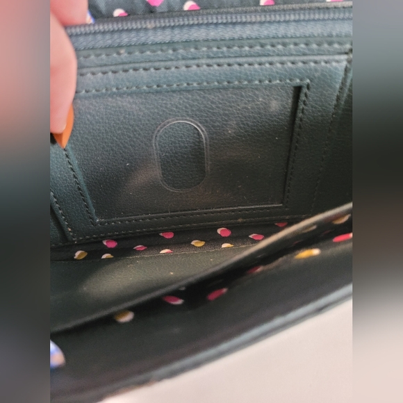 Vera Bradley Lily Floral Polka Dot Yellow Pink Multi Pocket Wallet - Picture 8 of 15